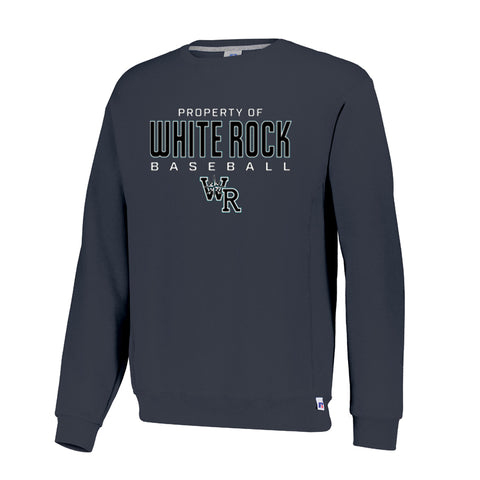 Russell Crewneck Sweatshirt - Black Heather (White Rock Baseball) - Available in Youth & Adult Sizing